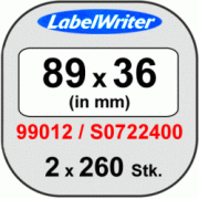 S0722400/99012 DYMO Адресные этикетки, бумажные, 89мм х 36 мм, 520 этикеток в рулоне