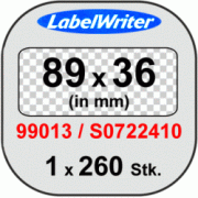 S0722410/99013 DYMO Адресные этикетки, пластиковые, прозрачные, 89мм х 36 мм, 260 этикеток в рулоне