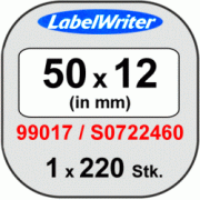 S0722460/99017 DYMO Этикетки для подвесных папок, белые бумажные, 50 х 12 мм, 220 этикеток, стойкие