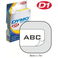 S0720680/40913 DYMO лента системы D1, 9мм х 7м, пластиковая, черные буквы/белая лента