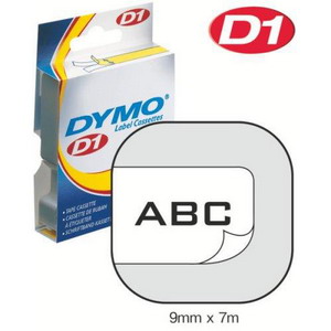 S0720680/40913 DYMO лента системы D1, 9мм х 7м, пластиковая, черные буквы/белая лента