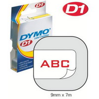S0720700/40915 DYMO лента системы D1, 9мм х 7 м, пластиковая, красный шрифт/белая лента