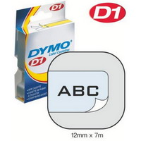 S0720500/45010 DYMO лента системы D1, 12мм х 7м, пластиковая, черный шрифт/прозрачная лента