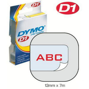 S0720520/45012 DYMO лента системы D1, 12мм х 7 м, пластиковая, красный шрифт/прозрачная лента ― DYMOSHOP.RU - ленточные принтеры DYMO