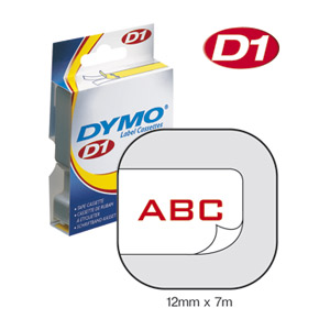 S0720550/45015 DYMO лента системы D1, 12мм х 7м, пластиковая, красный шрифт/белая лента ― DYMOSHOP.RU - ленточные принтеры DYMO