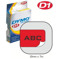 S0720570/45017 DYMO лента системы D1, 12мм х 7м, пластиковая, черный шрифт/красная лента