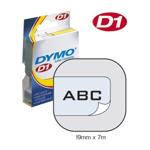 S0720820/45800 DYMO лента системы D1, 19мм х 7 м, пластиковая, черный шрифт/прозрачная лента ― DYMOSHOP.RU - ленточные принтеры DYMO