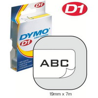 S0720830/45803 DYMO лента системы D1, 19мм х 7 м, пластиковые, черный шрифт/белая лента