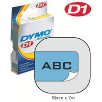 S0720860/45806 DYMO лента системы D1, 19мм х 7 м, пластиковая, черный шрифт/голубая лента