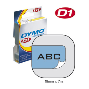 S0720860/45806 DYMO лента системы D1, 19мм х 7 м, пластиковая, черный шрифт/голубая лента ― DYMOSHOP.RU - ленточные принтеры DYMO