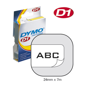 S0720930/53713 DYMO лента системы D1, 24мм х 7 м, пластиковая, черный шрифт/белая лента