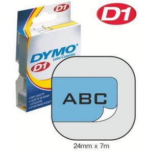 S0720960/53716 DYMO лента системы D1, 24мм х 7 м, пластиковые, черный шрифт/голубая лента ― DYMOSHOP.RU - ленточные принтеры DYMO