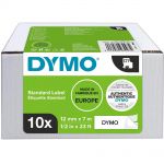 2093097 Dymo лента системы D1, 12мм х 7м, пластиковая, черный шрифт/белая лента, мультипак( арт. S0720530 / 45013 х 10)