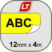 S0721620/91222 DYMO Термолента Letra Tag, 12мм, 4м, черный шрифт,желтая лента