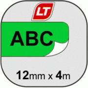 S0721640/91224 DYMO Термолента Letra Tag, 12мм, 4м, черный шрифт,зеленая лента